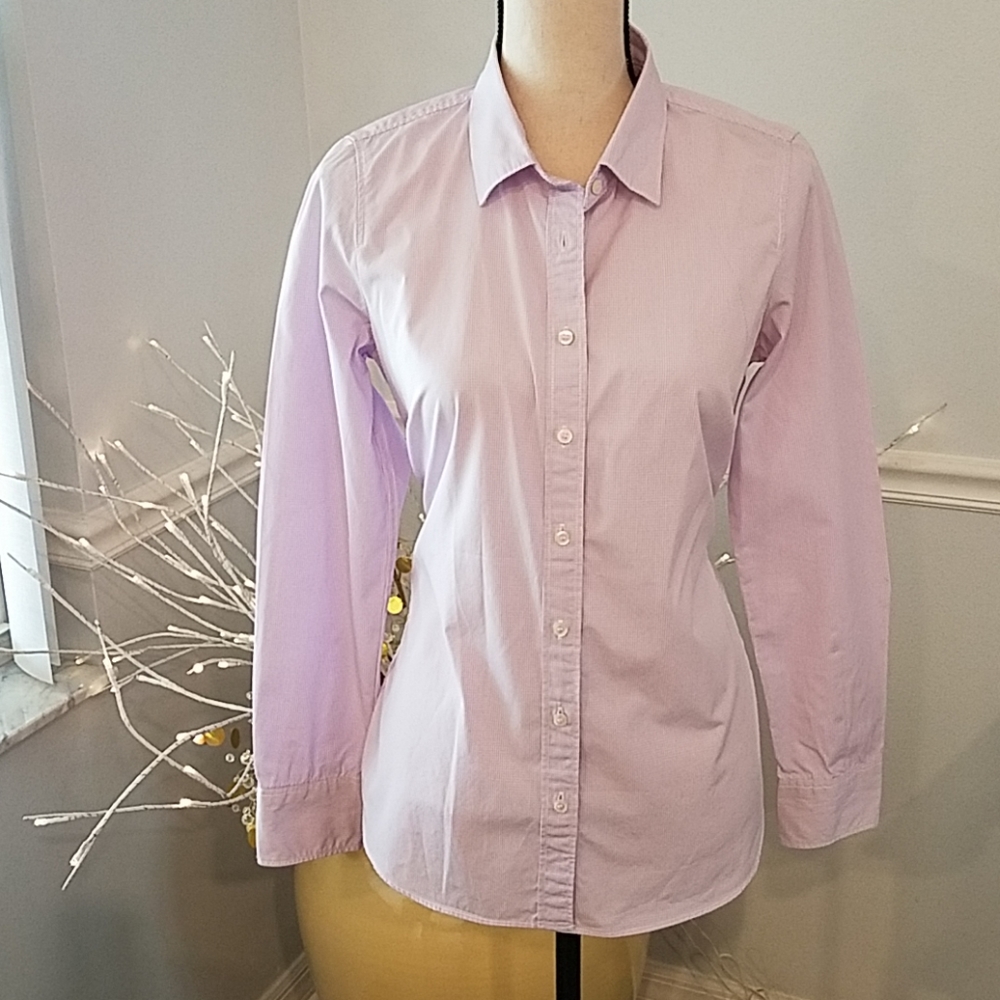 J. Crew Haberdashery lavender & white gingham blouse